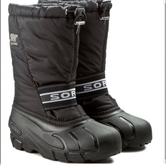 Sorel Cub Winter Insulated Rubber Sole Black Snow Boots Y7 W8.5 - Picture 2 of 16